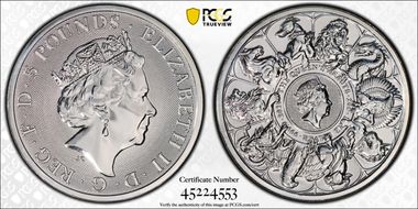 2021 £5 Queen's Beasts - Completer Silver 2oz MS64