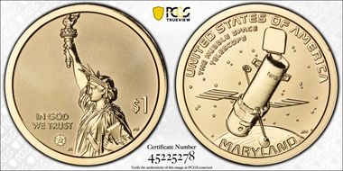 2020-S $1 American Innovation MD Rev PR The Hubble Space Telescope PR70