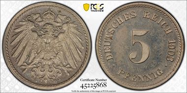 1903-G 5 Pfg J-12 PR65CAM