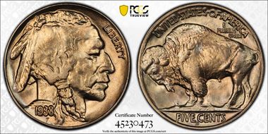 1938-D/S 5C Buffalo MS66+