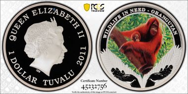 2011 $1 Orangutan Wildlife in Need PR69DCAM