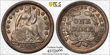 1853 10C Arrows MS63