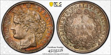 1871-A 1 Fr Gad-465 F-216 Grand A MS67