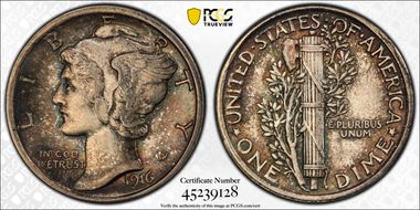 1916 10C Mercury MS65FB