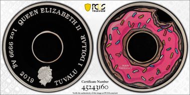 2019-P $1 The Simpsons Donut Colorized PR69DCAM