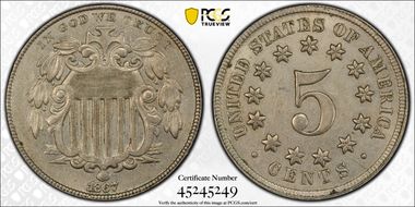 1867 5C No Rays AU55
