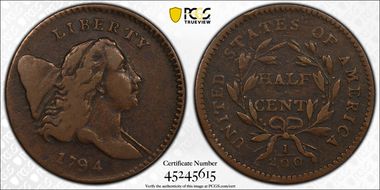 1794 1/2C C-3a Sm Edge Letters VF20BN