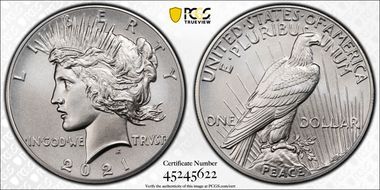 2021 $1 Peace Dollar 100th Anniversary MS70