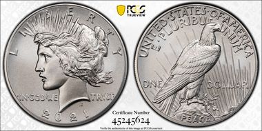 2021 $1 Peace Dollar 100th Anniversary MS69