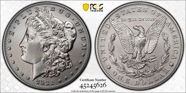 2021-CC Privy $1 Morgan Dollar 100th Anniversary MS70