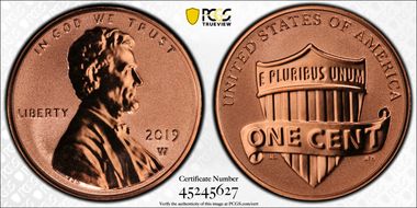 2019-W 1C Shield - Reverse Proof PR68RD