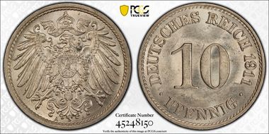 1911-A 10 Pfg J-13 MS63