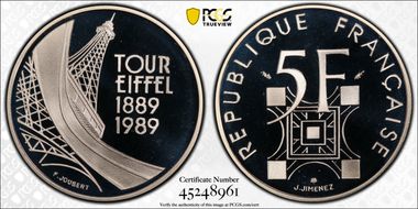 1989 5 Fr Tour Eiffel Gad-772 PR69DCAM
