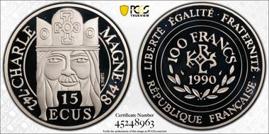 1990 100 Fr Charlemagne Gad-905 PR69DCAM