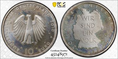 2010-A € 10 German Unification KM-290 MS67