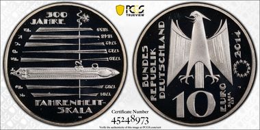2014-J € 10 Fahrenheit Scale PR69DCAM