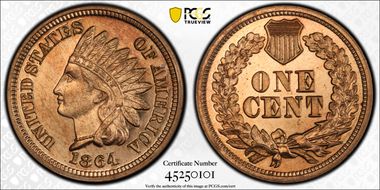 1864 1C Copper Nickel PR65CAM