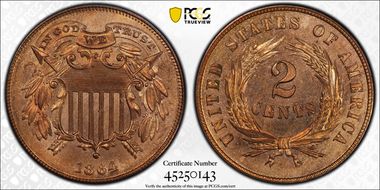1864 2C Small Motto MS65RD