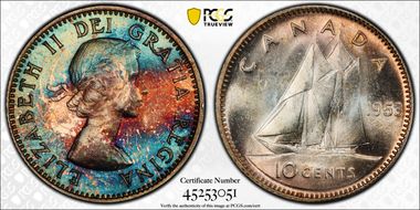 1953 10C No Strap MS65