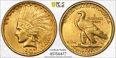 1907 $10 Indian MS63