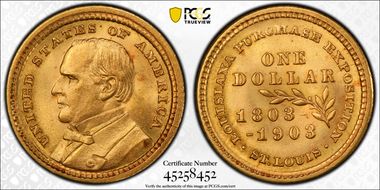 1903 G$1 LA Purchase, McKinley MS65