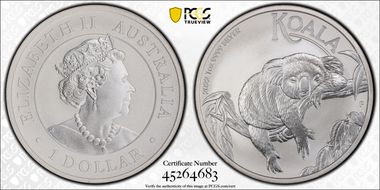 2022-P $1 Koala Ag First Strike MS70