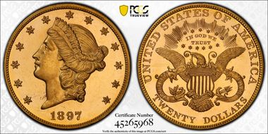 1897 $20 PR64CAM