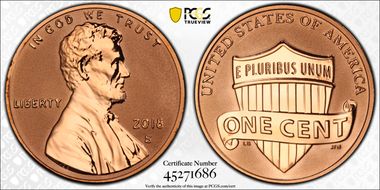 2018-S 1C Reverse Proof 50th Anniversary Set PR70RD