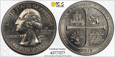 2019-S 25C San Antonio Missions NP AU58