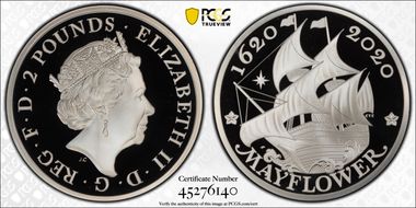 2020 £2 Mayflower 400th Anniversary PR69DCAM