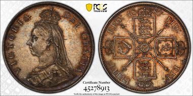 1887 Florin S-3925 Jubilee Head AU58