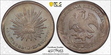 1842-Zs OM 4 R Small Letters AU50