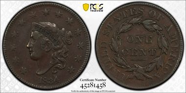 1834 1C Large Letter Reverse VF30BN