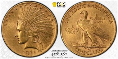 1911 $10 AU58