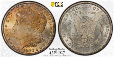 1880-CC $1 8/Low 7 MS65