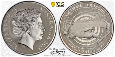 2013 $1 Saltwater Crocodile Bindi MS69