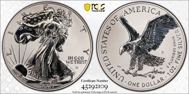 2021-S $1 Silver Eagle Rev PR - Type 2 Designer Edition PR70