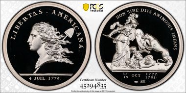 (1776) Medal Libertas Americana, 1oz Ag Paris Mint 2020 Restrike PR69DCAM