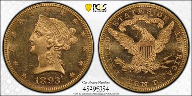 1893 $10 MS61PL