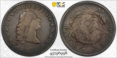1795 $1 Flowing Hair, 3 Leaves VF25