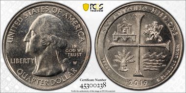 2019-W 25C San Antonio Missions NP Early Find MS66
