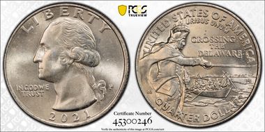 2021-P 25C Crossing the Delaware Cockade Hat MS66