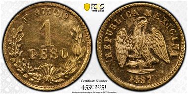 1887-Mo M Peso KM-410.5 MS63