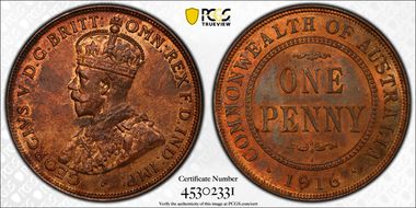 1916-I (c) 1D KM-23 MS64RB