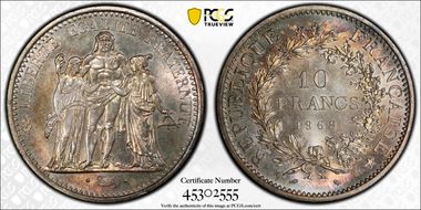 1968 10 Fr Gad-813 F-364 MS64