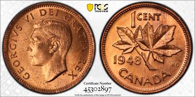 1948 1C A Btwn Denticles MS64RD