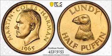 1965 1/2 Puf KM-Tn5 Nickel-Brass Fantasy PR67