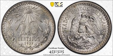 1927-M 10C KM-431  Ag MS65