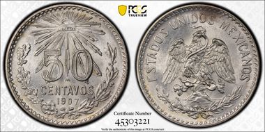 1907-M 50C Straight 7 MS64