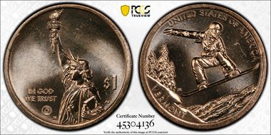 2022-D $1 American Innovation VT Snowboarding Pos. A MS65
